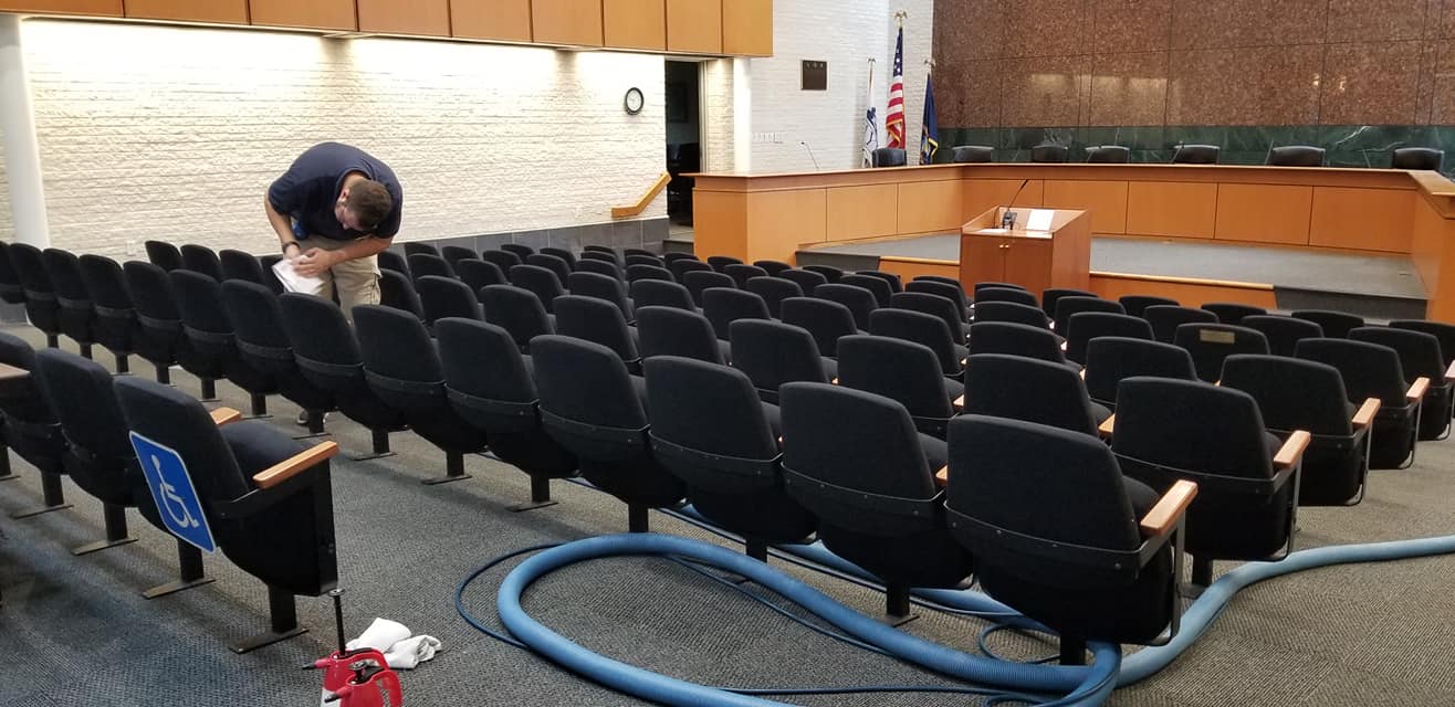 Cleaning Chair in a meeting hall Mighty Clean professional cleaning upholstery seats