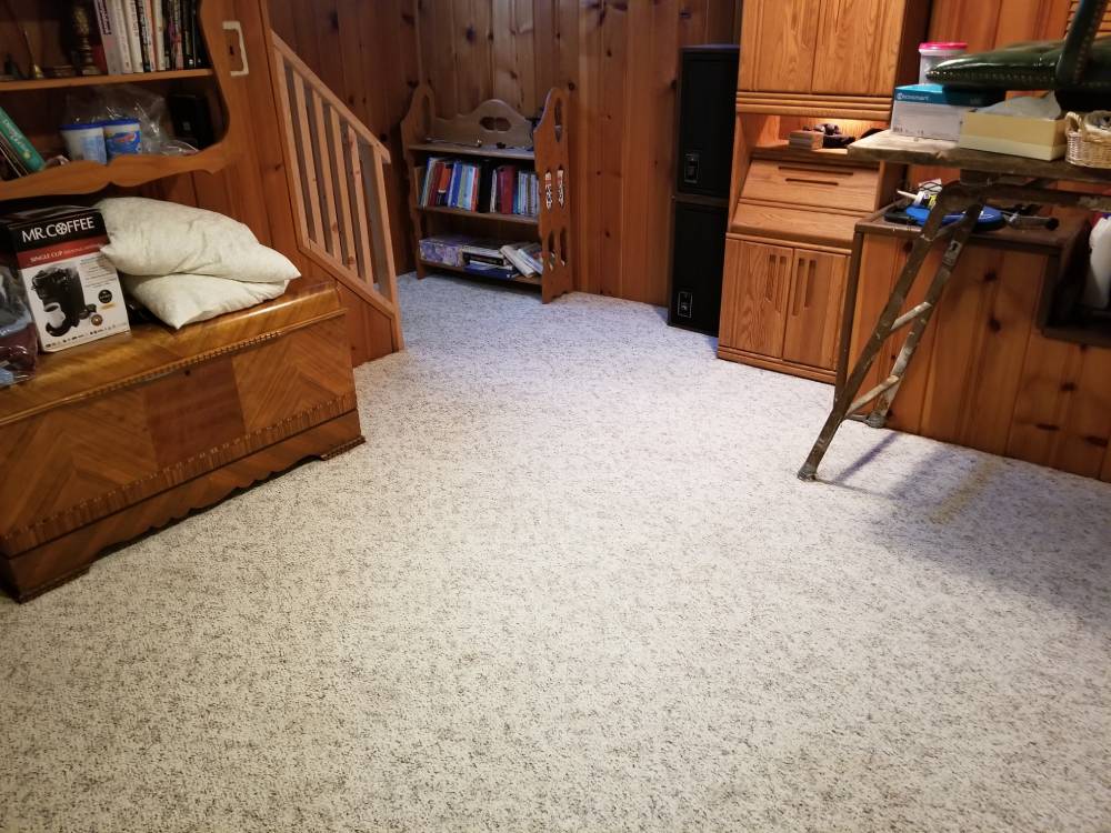 Sitting area with stairs after being cleaned